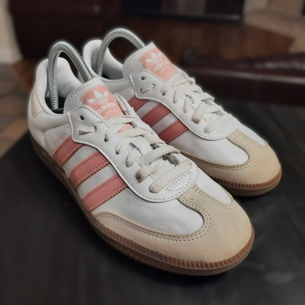 Adidas Samba 🚺 Women's Size 8 OG Cloud White Wonder Mauve Tan Gum JI2677 Shoes - Picture 7 of 16